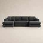 Modern dark grey sectional sofa with chaise lounges, ideal for luxury living room furniture