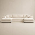 Luxury cream sectional sofa with chaise lounges, modern design for living room comfort