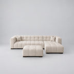Novara Channel-Tufted Cinema Corner Sofa - Zara Cream - 330cm clean studio