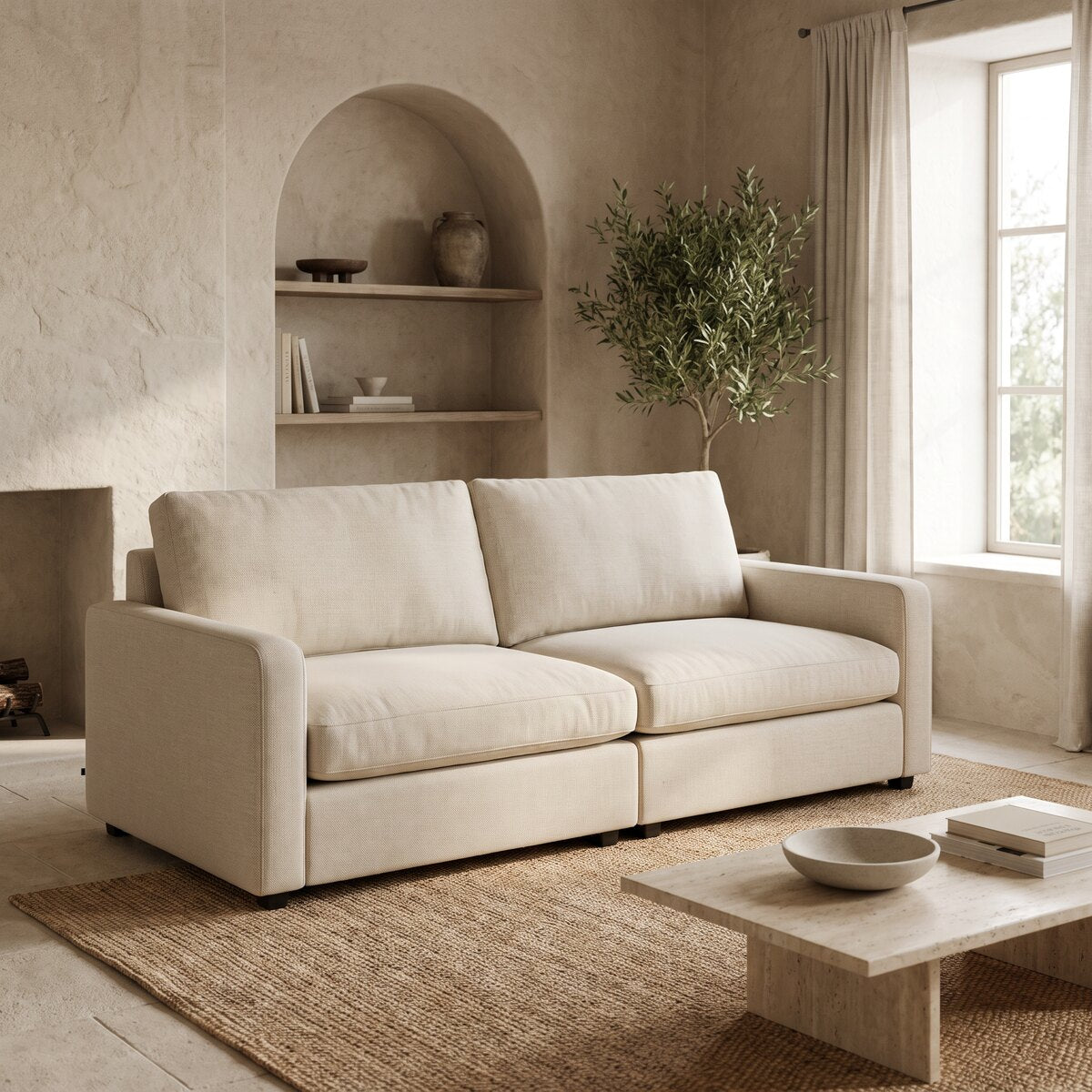 Nuvola 3-Seater Premium Feather-Filled Sofa styled in a contemporary CK Living interior