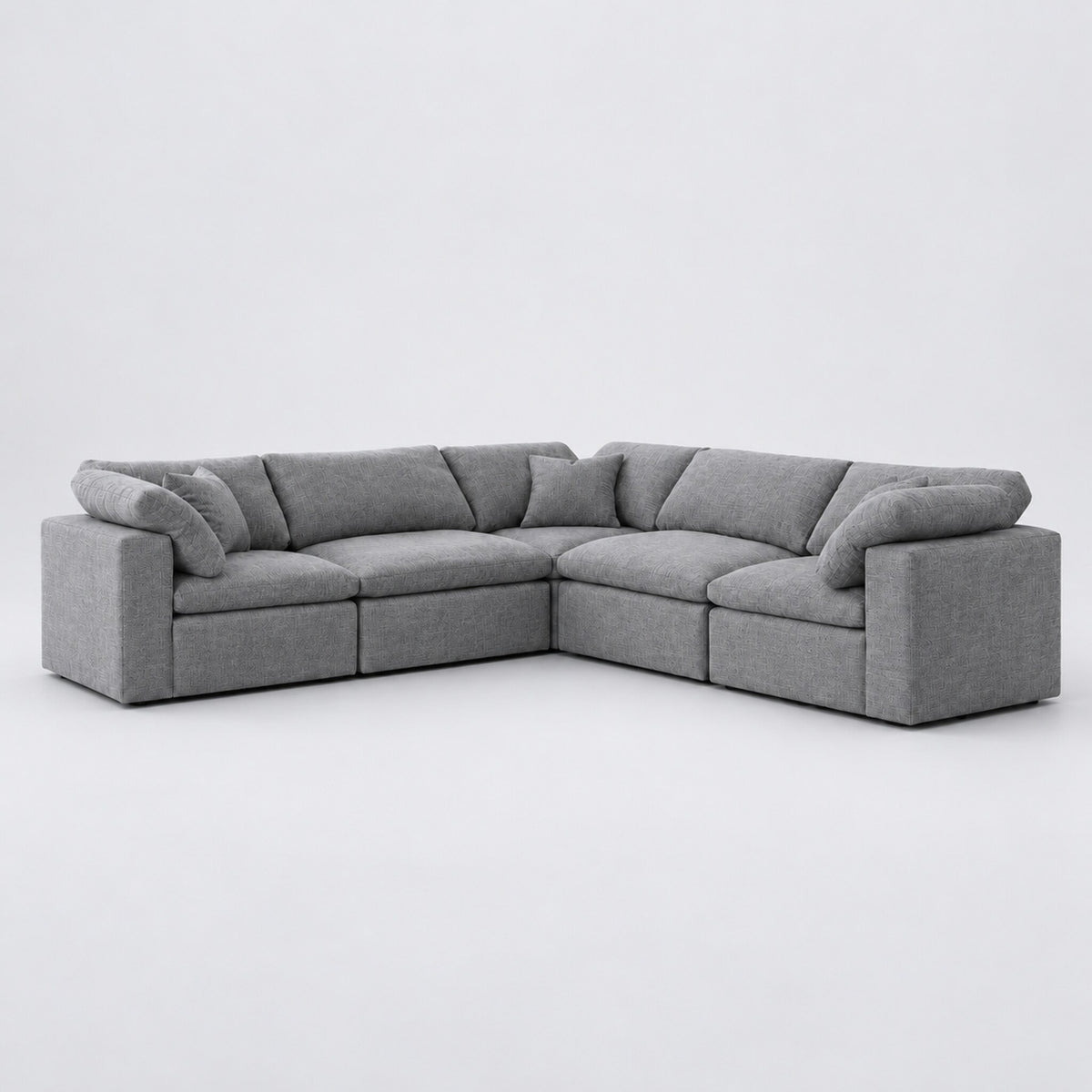 Nuvola 5-Seater Modular Feather-Filled Corner Sofa — Luxe Steel Grey — clean studio