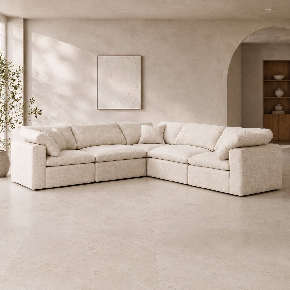 Nuvola 5-Seater Modular Feather-Filled Corner Sofa styled in a contemporary CK Living interior