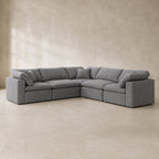 Nuvola 5-Seater Modular Feather-Filled Corner Sofa in Luxe Steel Grey — CK Living