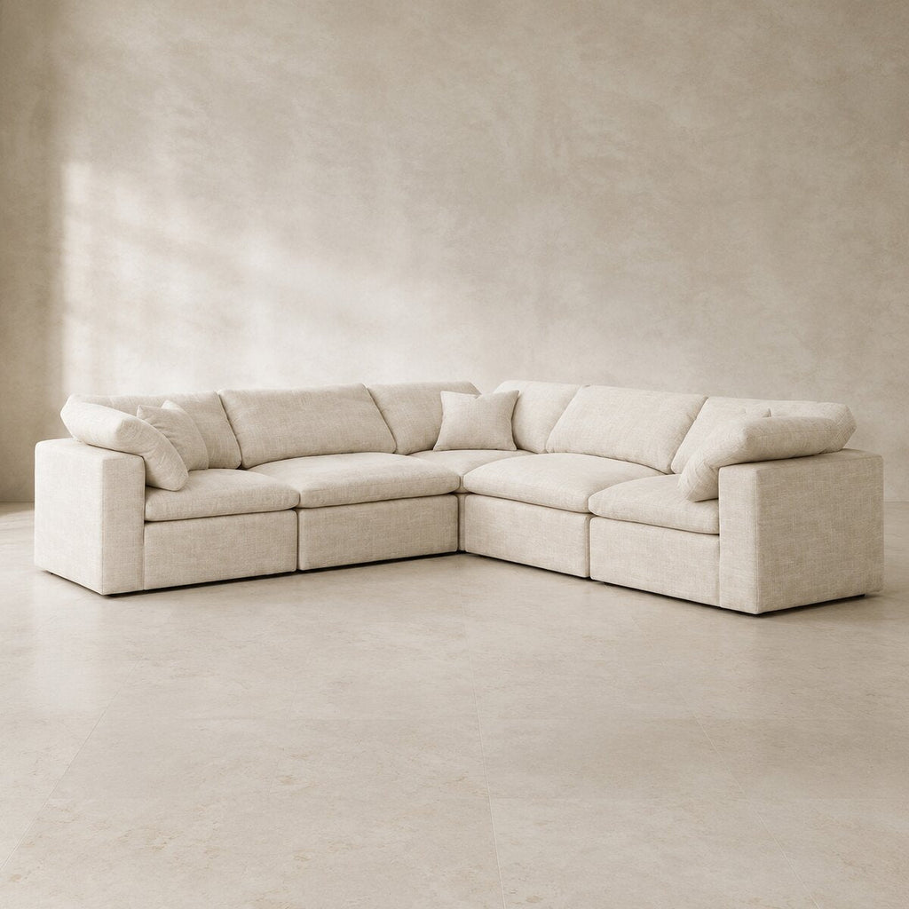 Nuvola 5-Seater Modular Feather-Filled Corner Sofa in Summer Beach — CK Living
