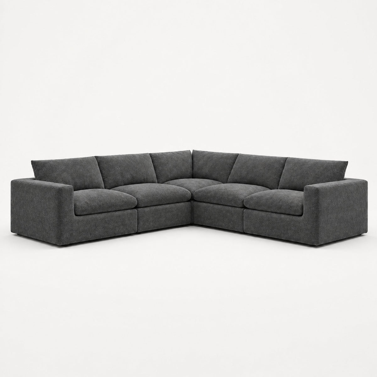 Nuvola 5-Seater Modular Feather-Filled Corner Sofa — Smoked Steel — clean studio