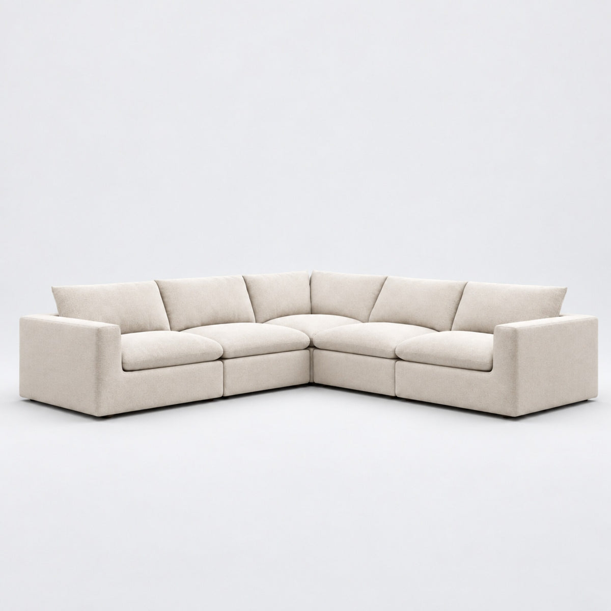 Nuvola 5-Seater Modular Feather-Filled Corner Sofa — Vanilla Cream — clean studio