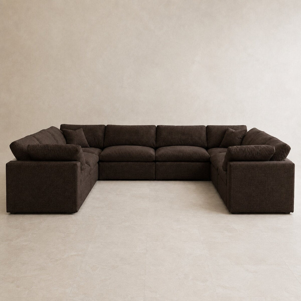 Nuvola Closed-End Large U-Shape Sofa in Double Espresso — CK Living