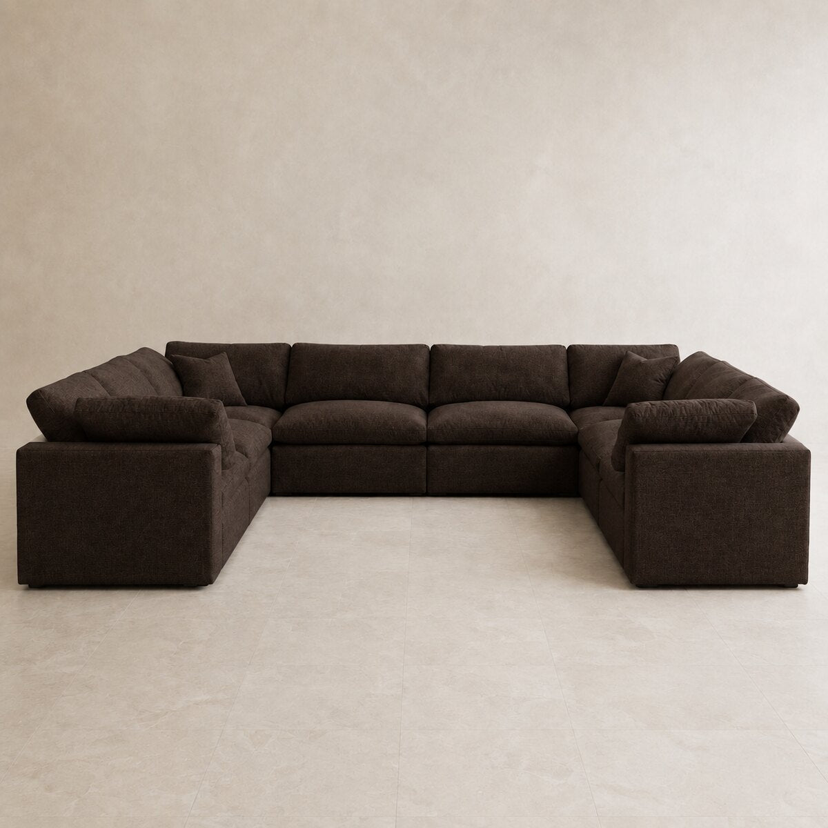 Nuvola Closed-End Large U-Shape Sofa in Double Espresso — CK Living