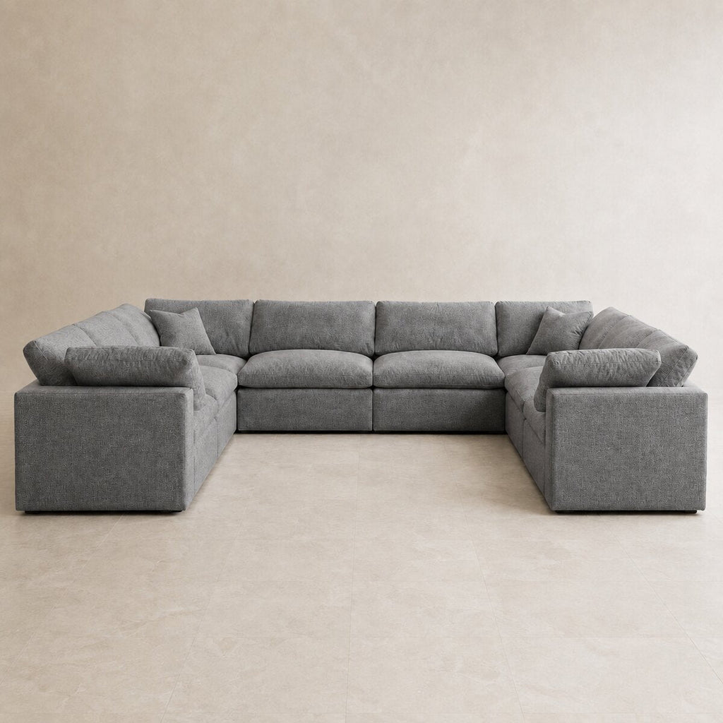 Nuvola Closed-End Large U-Shape Sofa in Luxe Steel Grey — CK Living