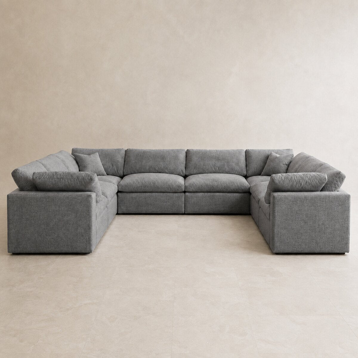 Nuvola Closed-End Large U-Shape Sofa in Luxe Steel Grey — CK Living