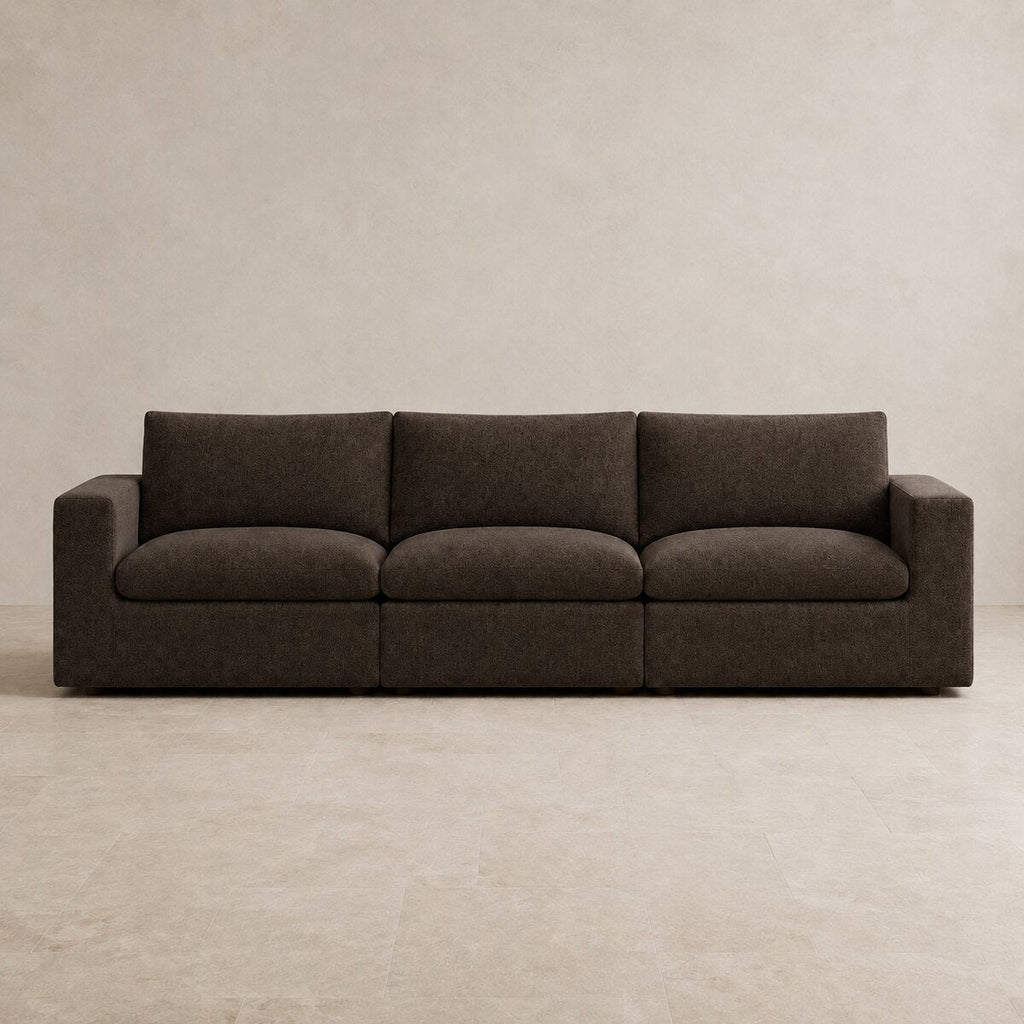 Nuvola Extended Modular Feather-Filled Sofa in Double Espresso — CK Living
