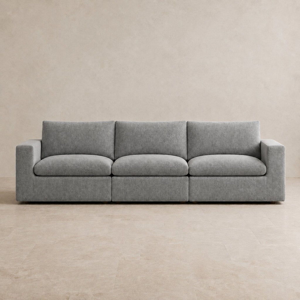 Nuvola Extended Modular Feather-Filled Sofa in Luxe Steel Grey — CK Living