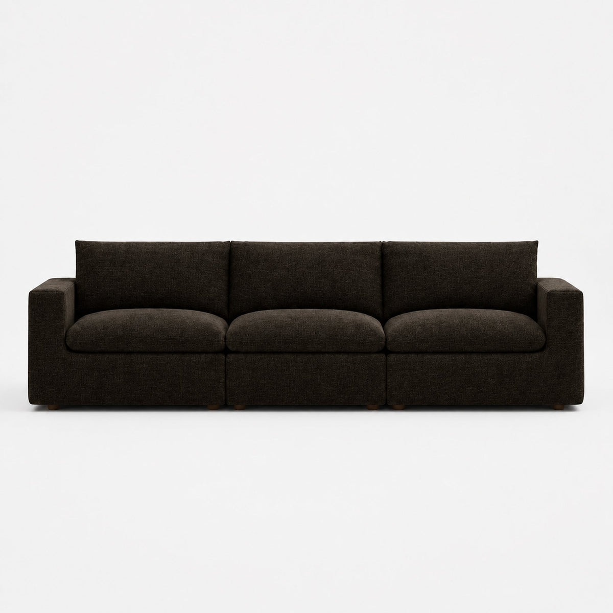 Nuvola Extended Modular Feather-Filled Sofa — Double Espresso — clean studio