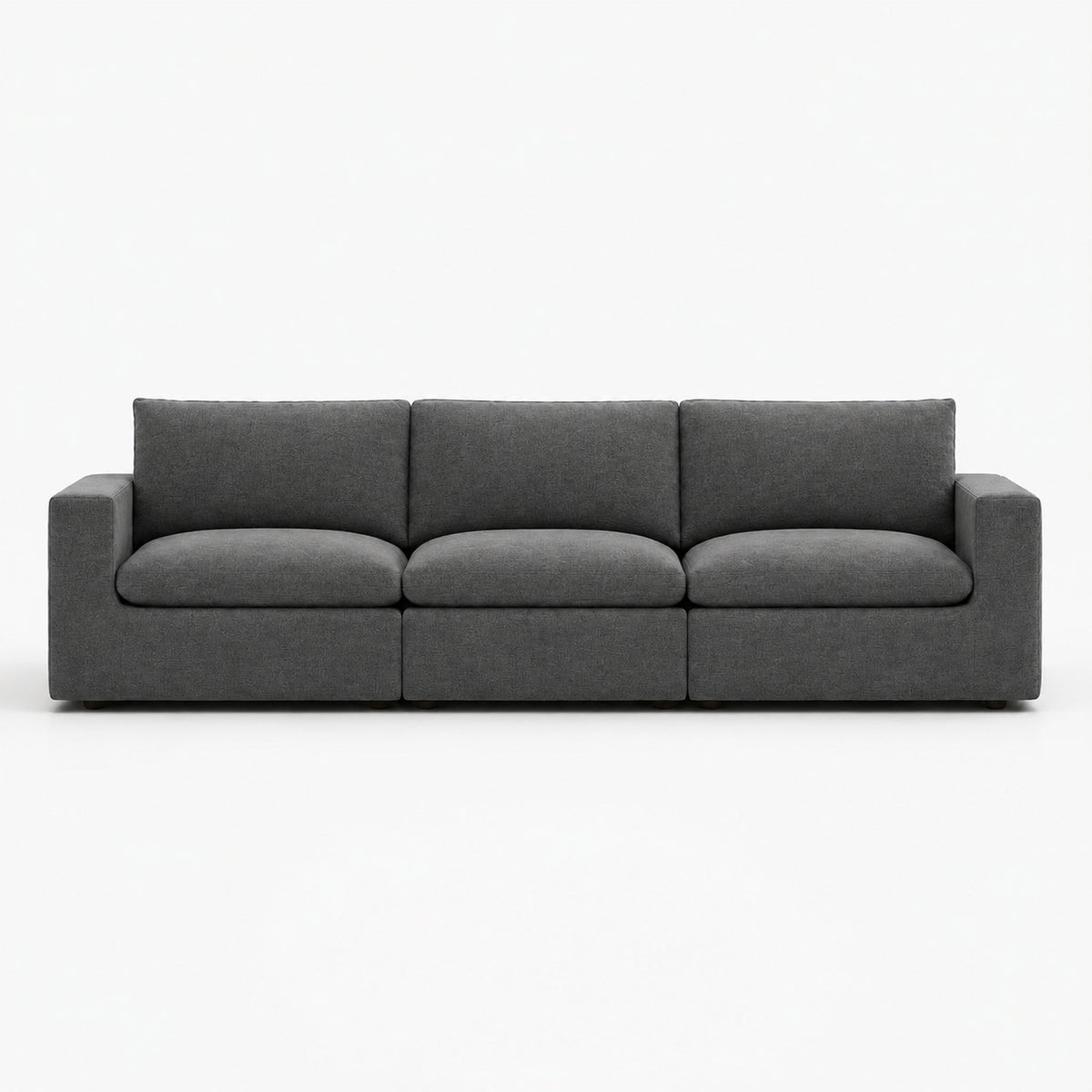 Nuvola Extended Modular Feather-Filled Sofa — Smoked Steel — clean studio