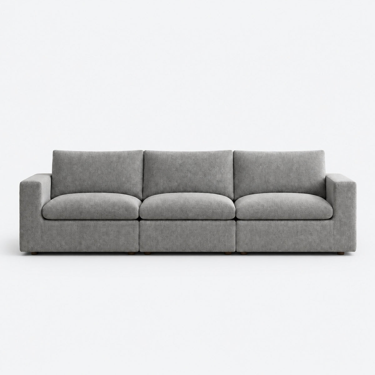 Nuvola Extended Modular Feather-Filled Sofa — Luxe Steel — clean studio