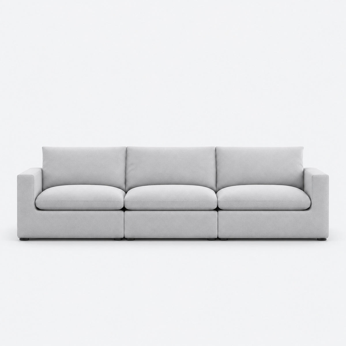 Nuvola Extended Modular Feather-Filled Sofa — Silver — clean studio