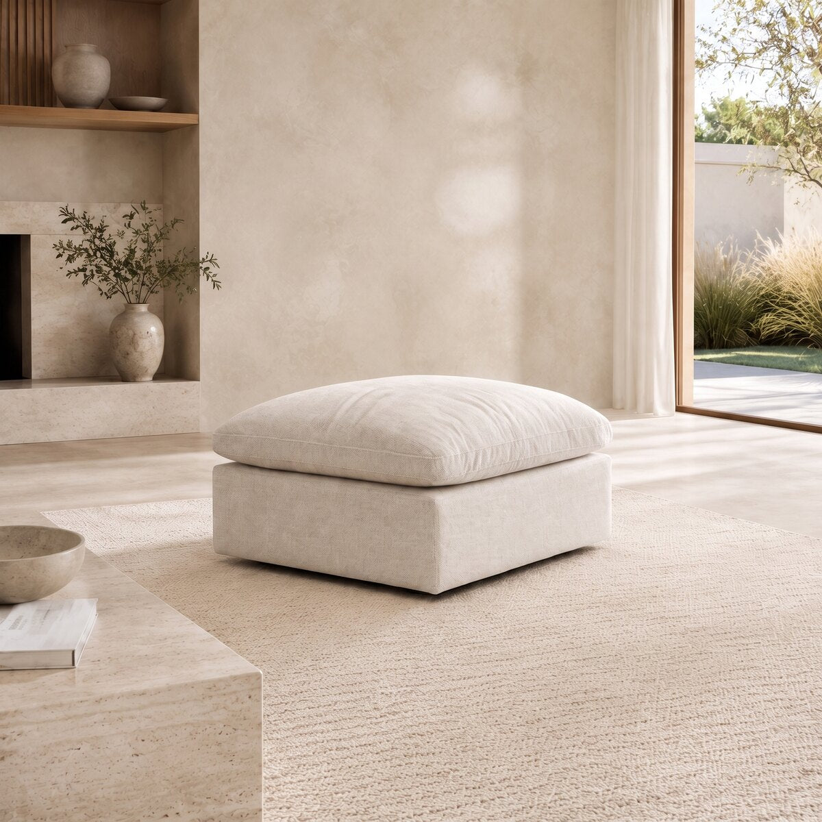 Nuvola Feather-Filled Matching Footstool styled in a contemporary CK Living interior