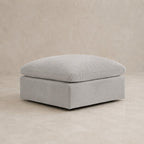 Nuvola Feather-Filled Matching Footstool in Plush Velvet Silver — CK Living