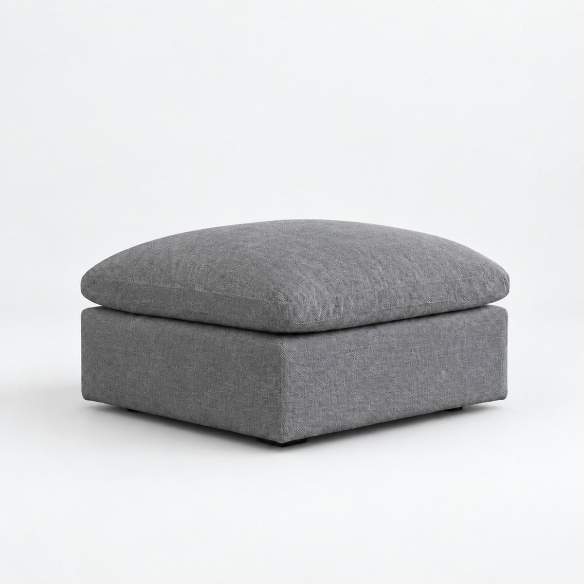 Nuvola Feather-Filled Matching Footstool — Luxe Steel Grey — clean studio