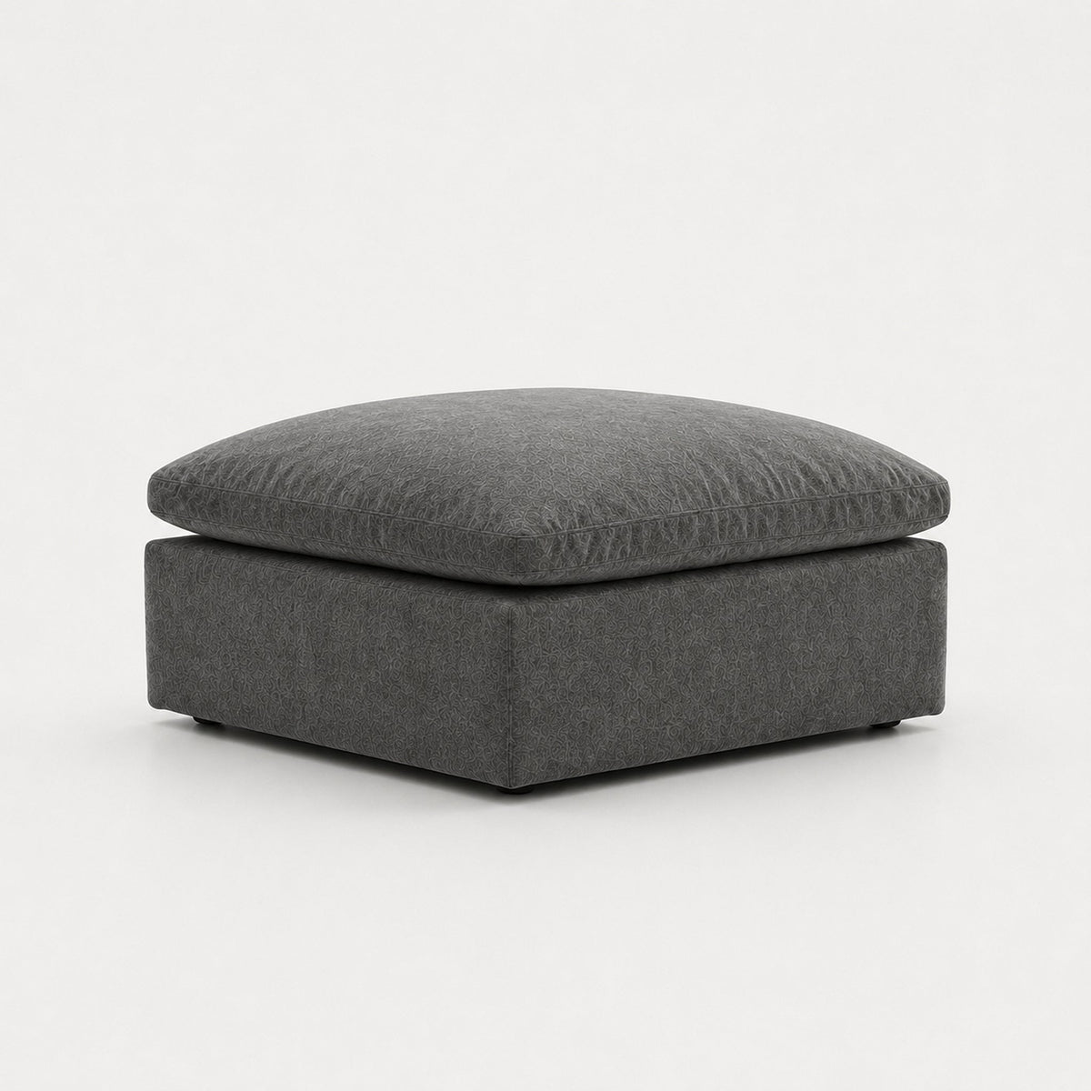 Nuvola Feather-Filled Matching Footstool — Smoked Steel — clean studio