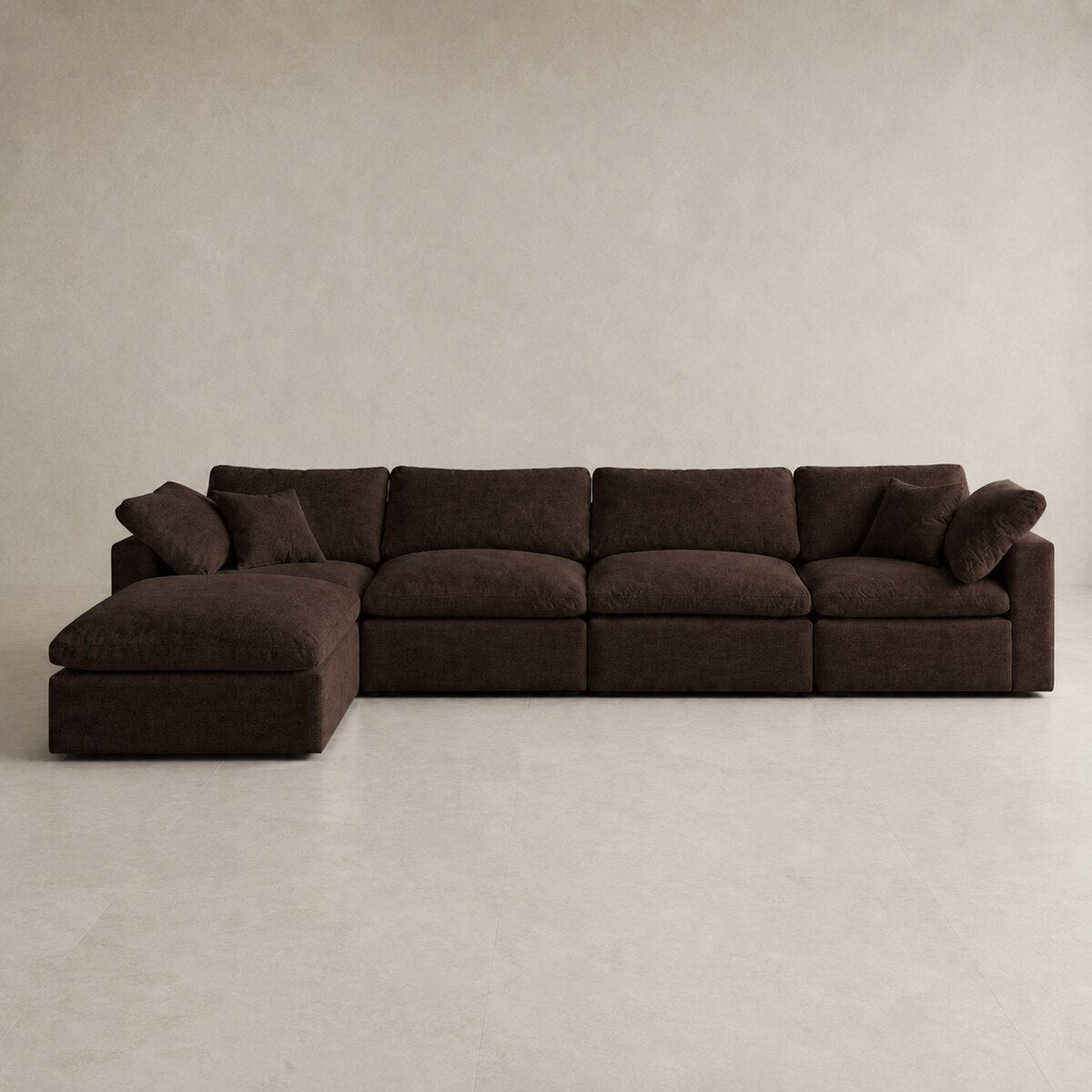 Nuvola Feather-Filled Open Corner Sofa in Double Espresso — CK Living