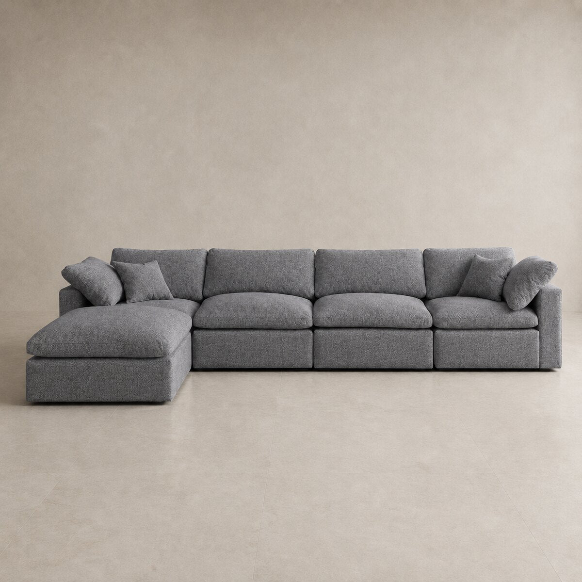 Nuvola Feather-Filled Open Corner Sofa in Luxe Steel Grey — CK Living