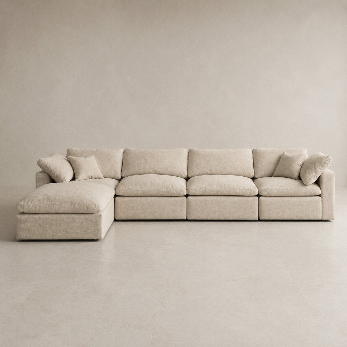 Nuvola Feather-Filled Open Corner Sofa in Summer Beach — CK Living