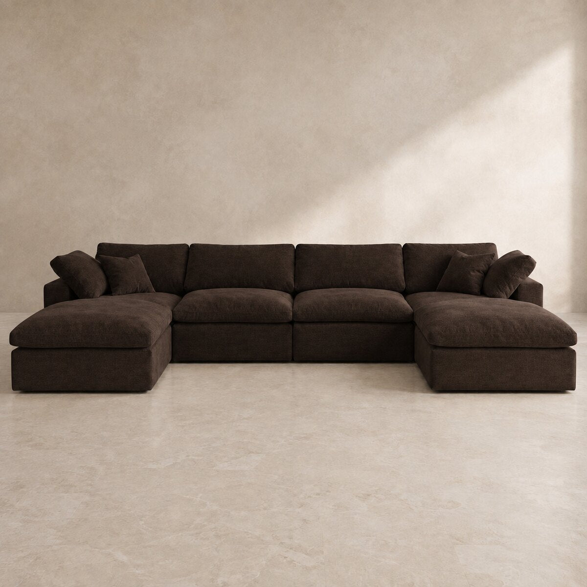 Nuvola Feather-Filled U-Shape Sectional Sofa in Double Espresso — CK Living