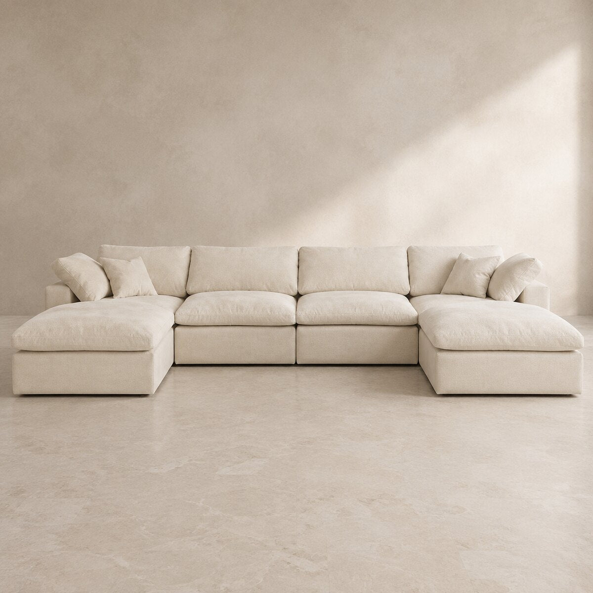 Nuvola Feather-Filled U-Shape Sectional Sofa in Summer Beach — CK Living