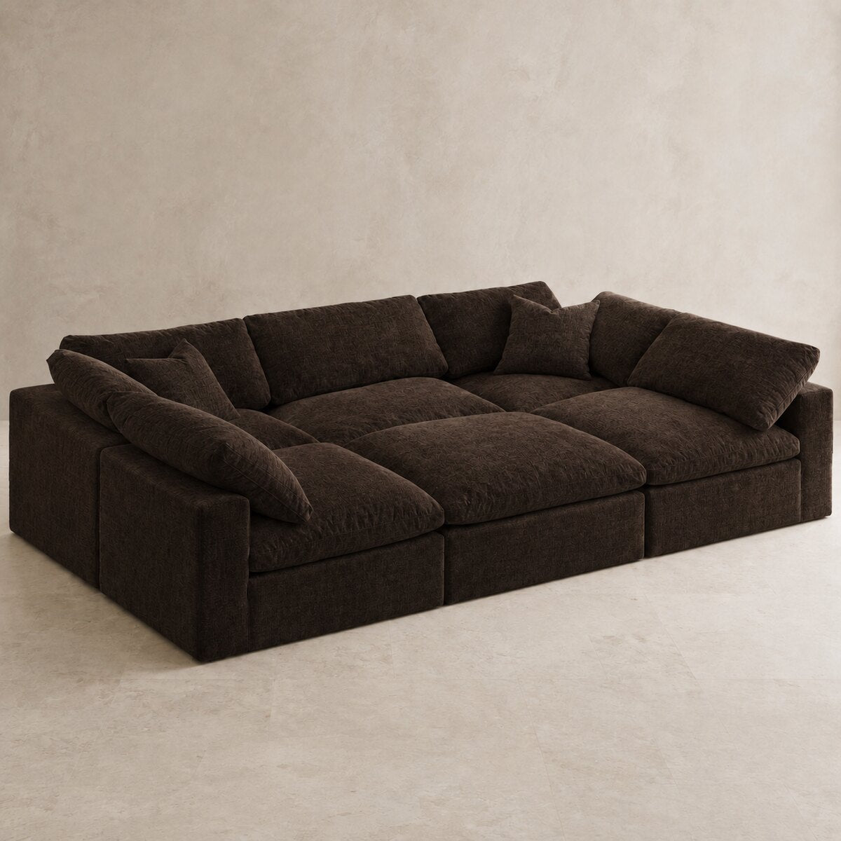 Nuvola Pit-Sectional Feather Cinema Sofa in Double Espresso — CK Living