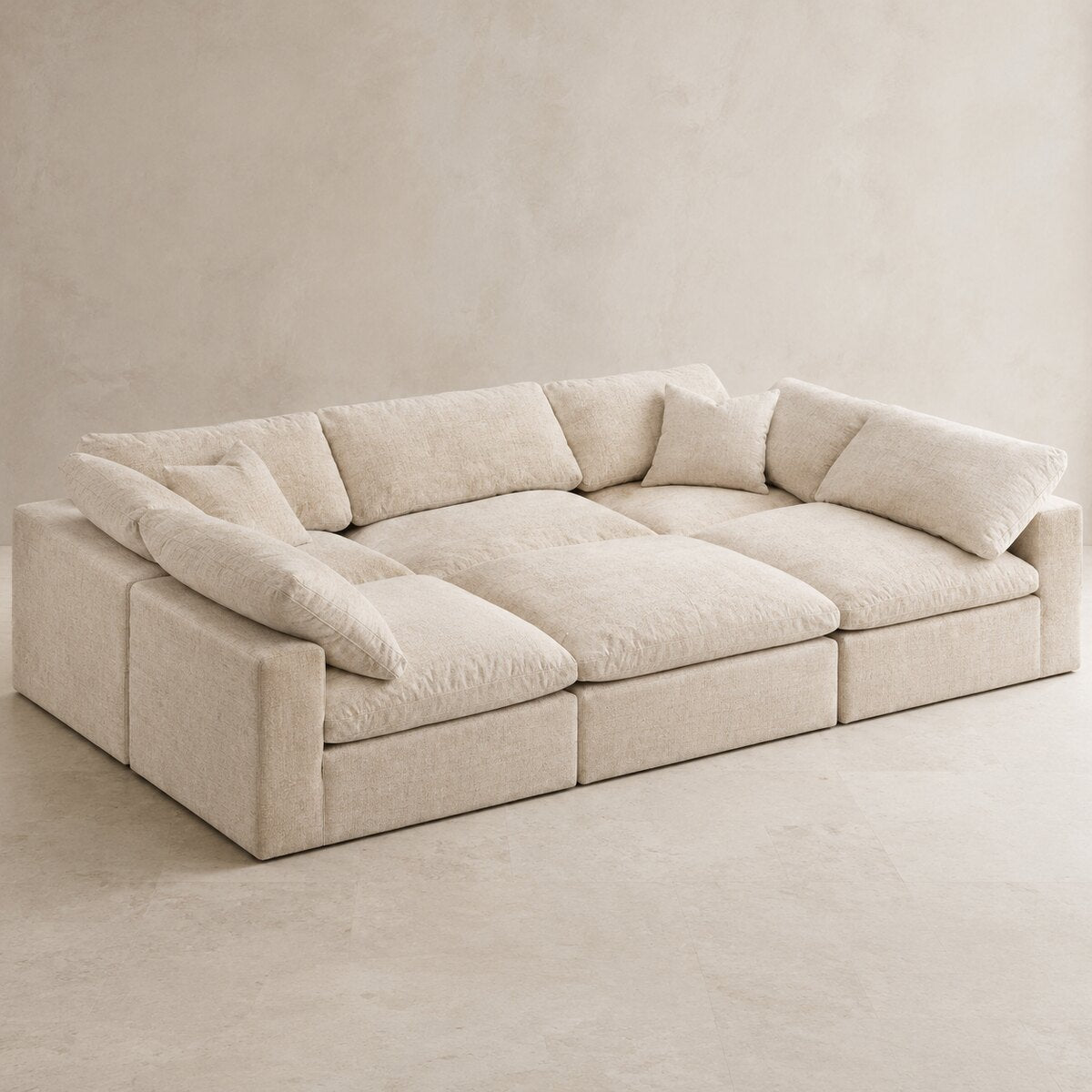 Nuvola Pit-Sectional Feather Cinema Sofa in Summer Beach — CK Living