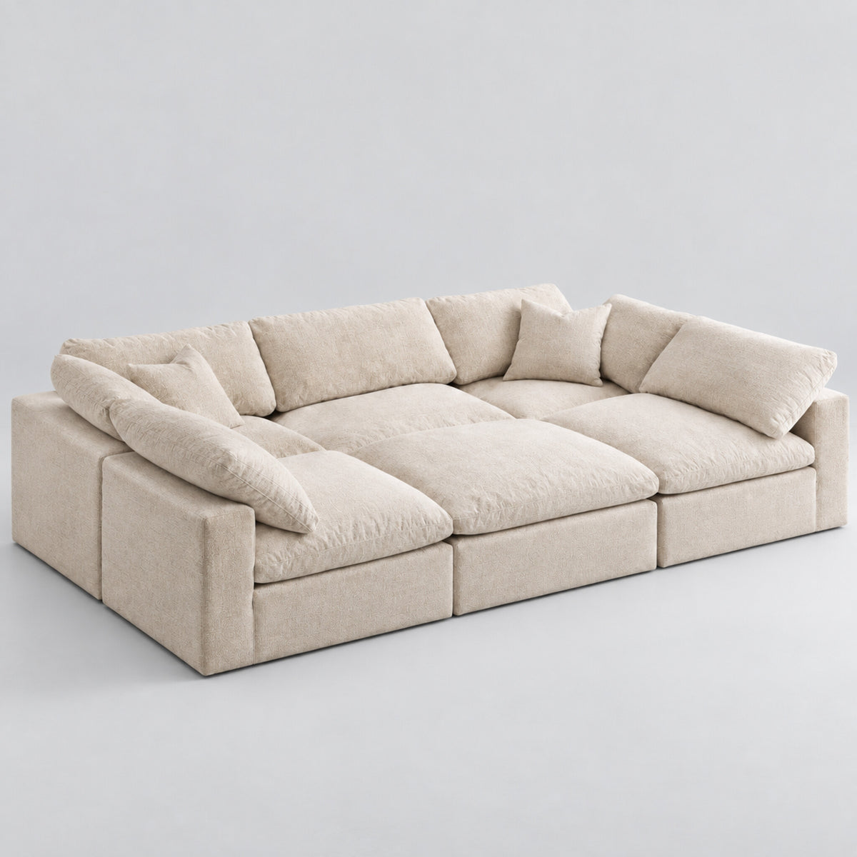 Nuvola Pit-Sectional Feather Cinema Sofa in summer beach on a cold light grey studio background — CK Living