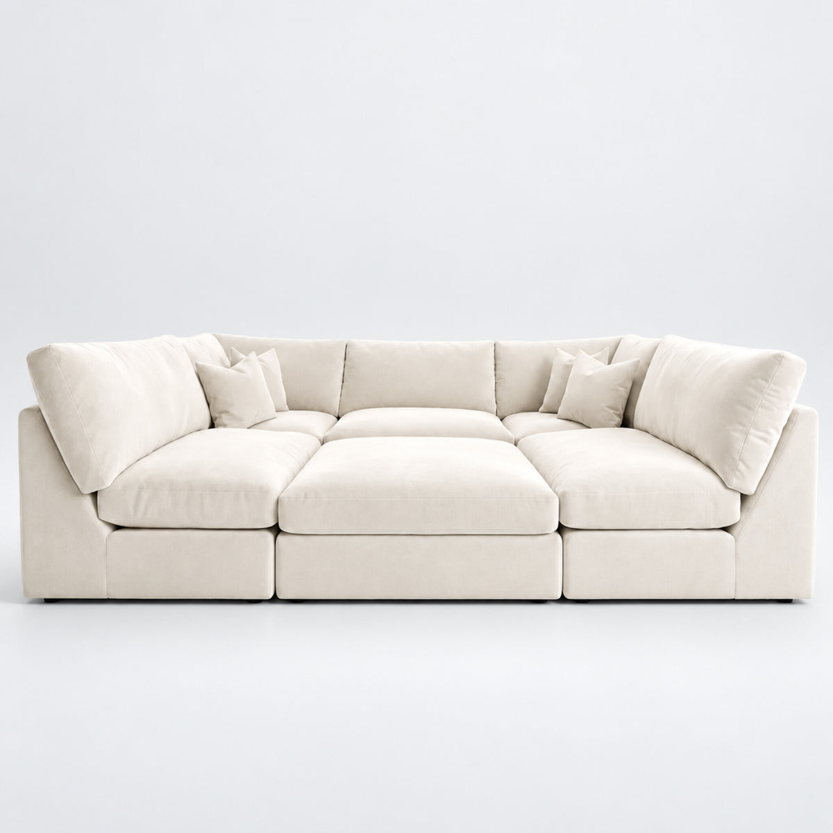 Orion U-Shape Cinema Sofa + Footstool Bundle - Vanilla Cream - clean studio