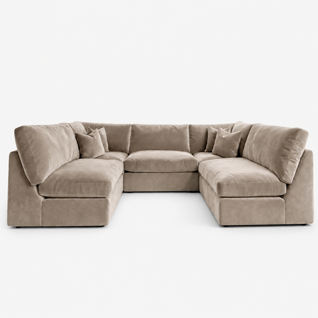 Orion U-Shape Cinema Sofa - Champagne Mink - clean studio