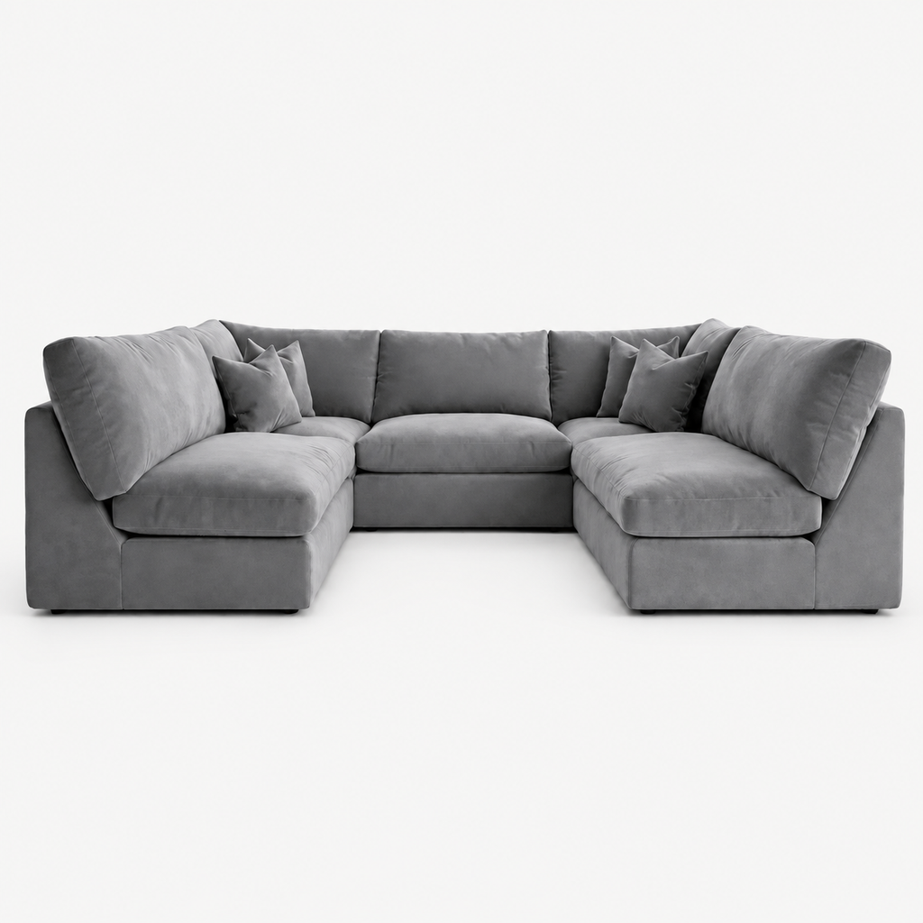 Orion U-Shape Cinema Sofa - Smoked Steel - clean studio