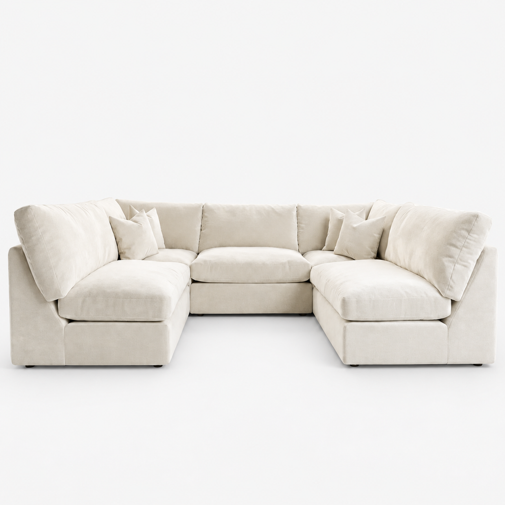 Orion U-Shape Cinema Sofa - Vanilla Cream - clean studio