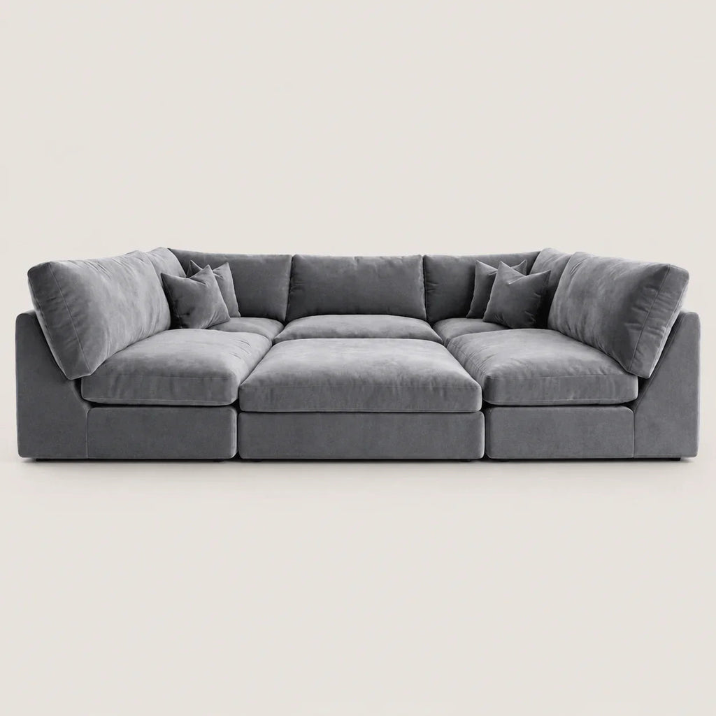 Orion U-Shape Cinema Sofa + Footstool Bundle - Smoked Steel