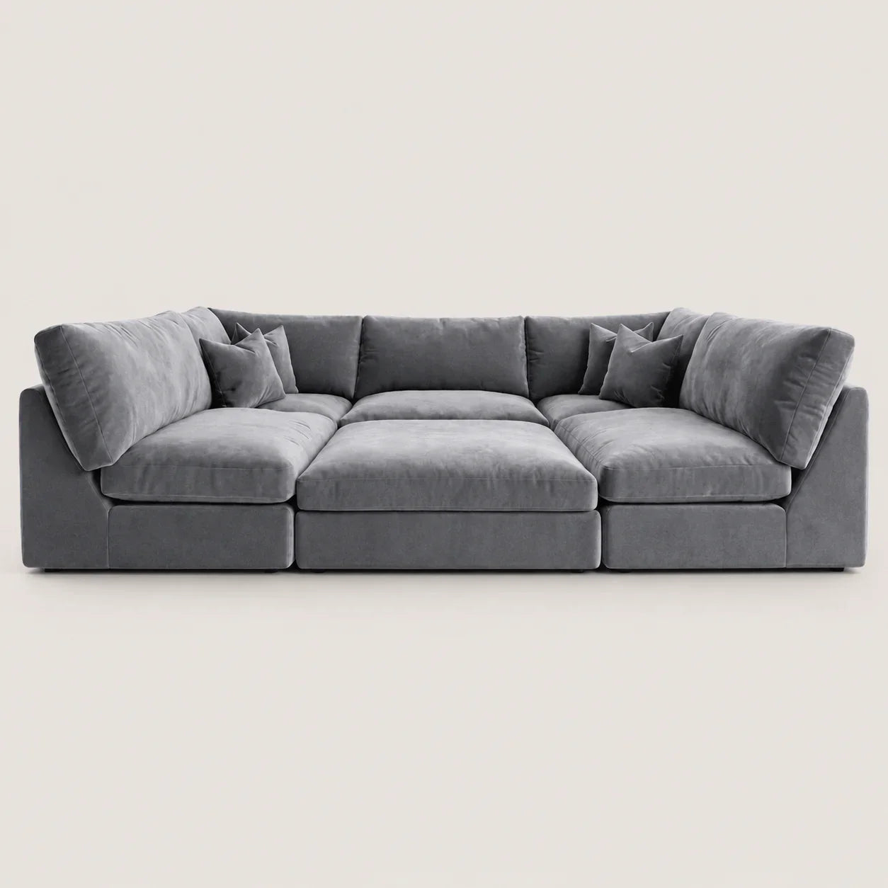 Orion U-Shape Cinema Sofa + Footstool Bundle - Smoked Steel