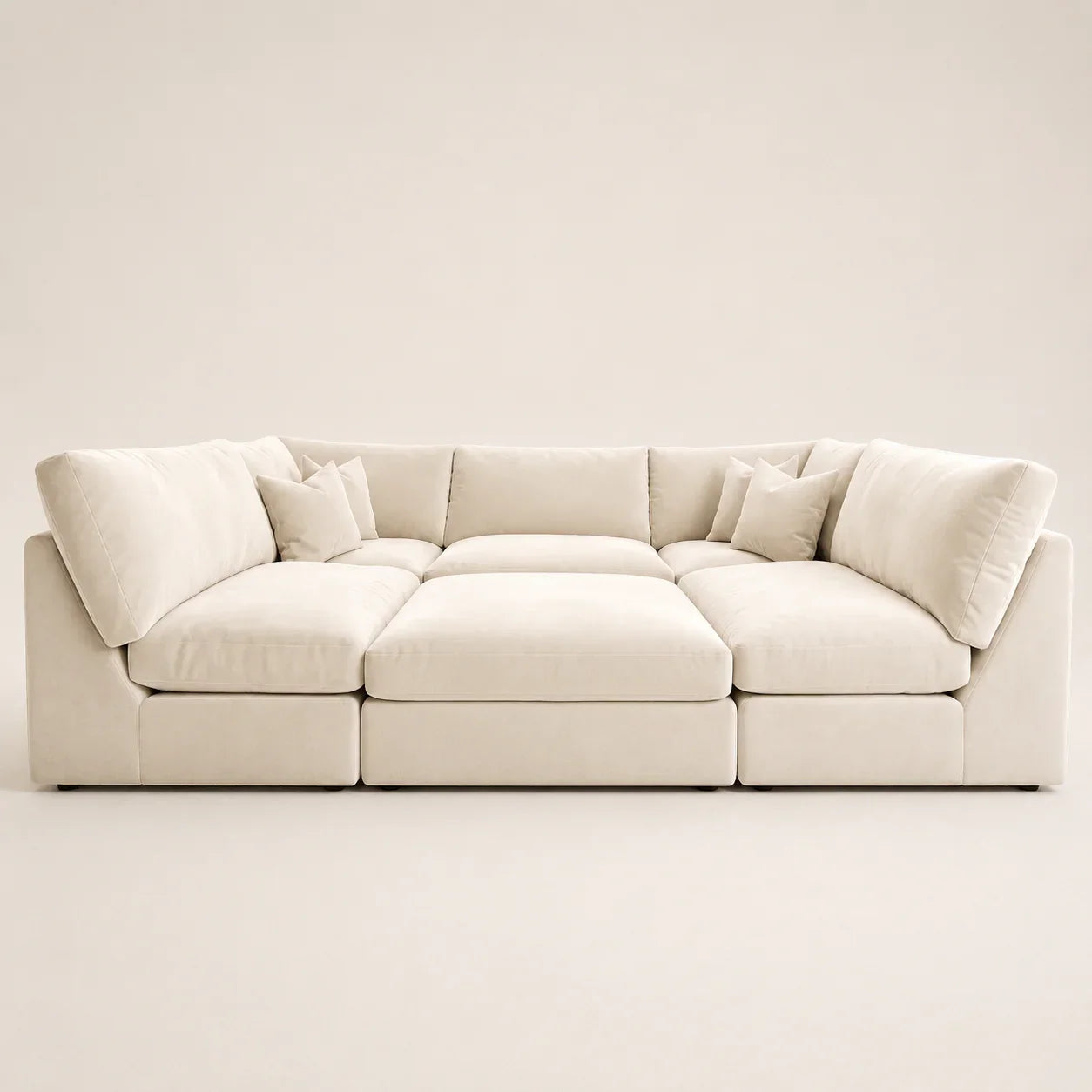Orion U-Shape Cinema Sofa + Footstool Bundle - Vanilla Cream