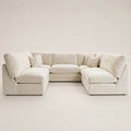 Cream L-shaped sectional sofa with plush cushions, modern luxury living room furniture
