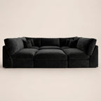 Orion U-Shape Cinema Sofa + Footstool Bundle - Midnight Noir