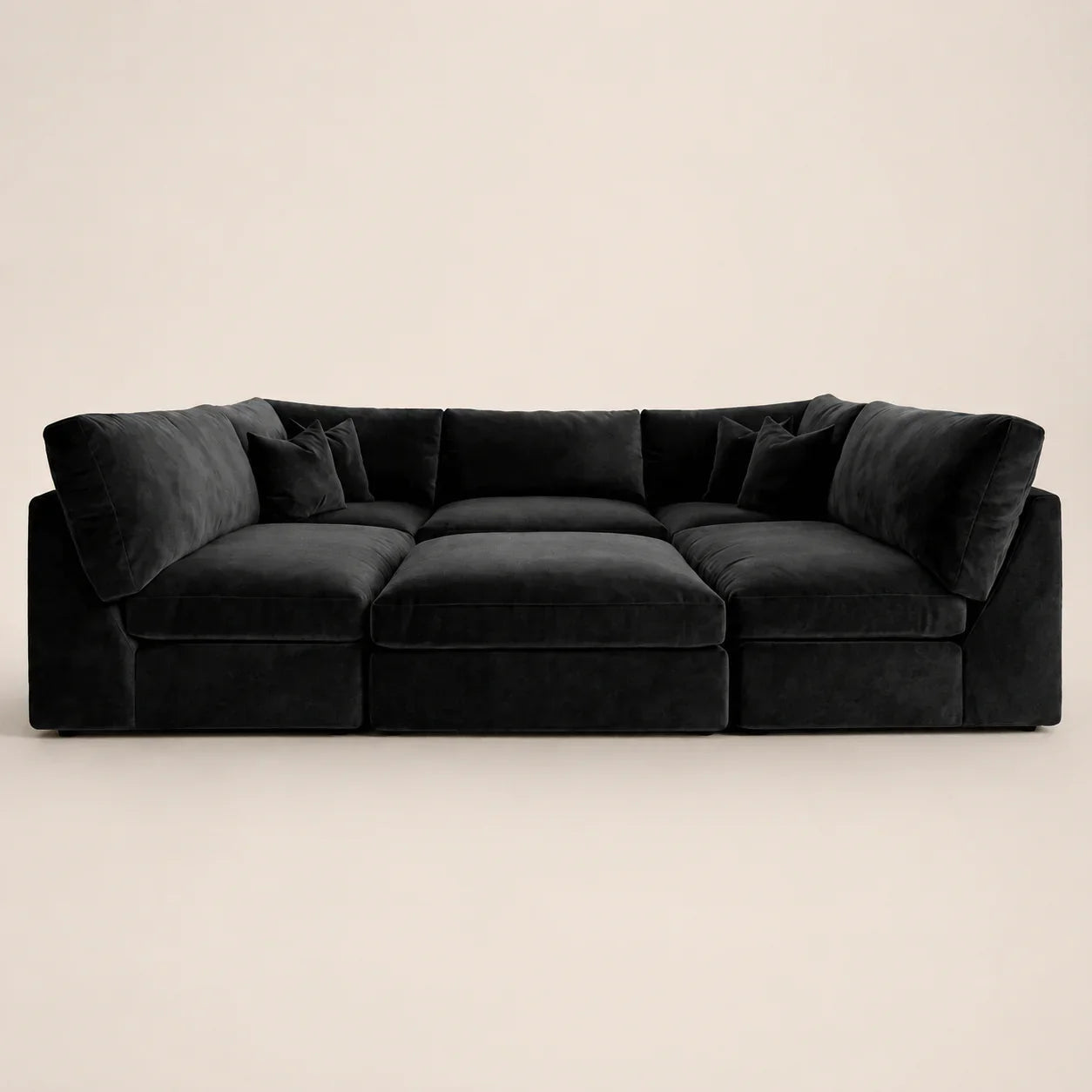 Orion U-Shape Cinema Sofa + Footstool Bundle - Midnight Noir