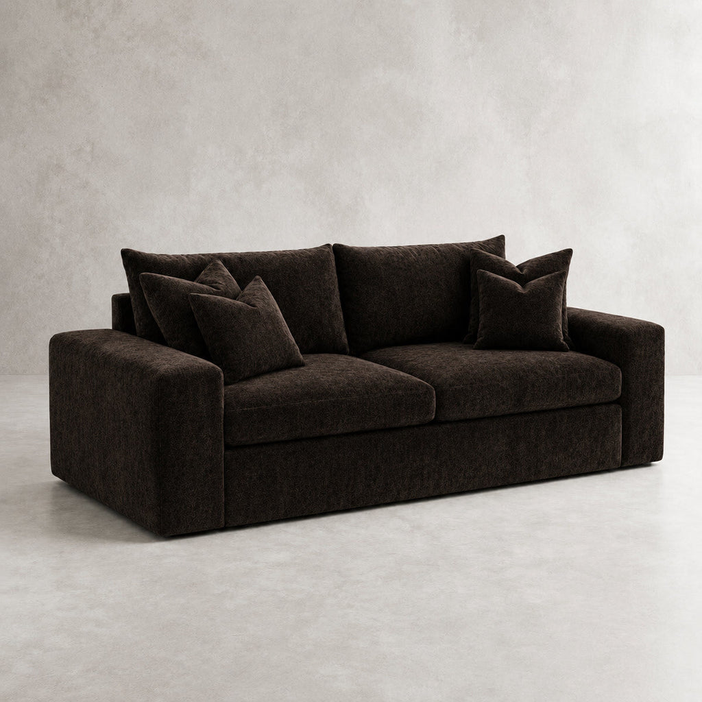Pendle 2 Seater Sofa in Luxe Chenille Double Espresso - clean catalogue view