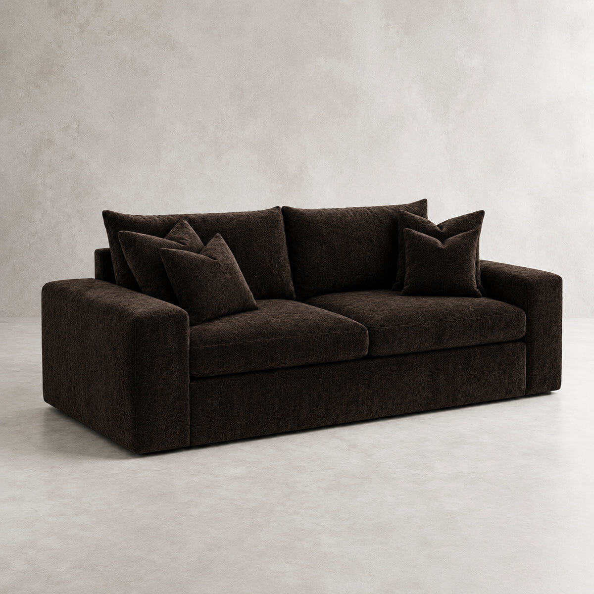 Pendle 2 Seater Sofa in Luxe Chenille Double Espresso - clean catalogue view