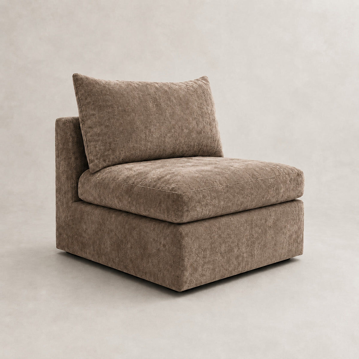 Pendle Armless Module in Luxe Chenille Coffee - clean catalogue view