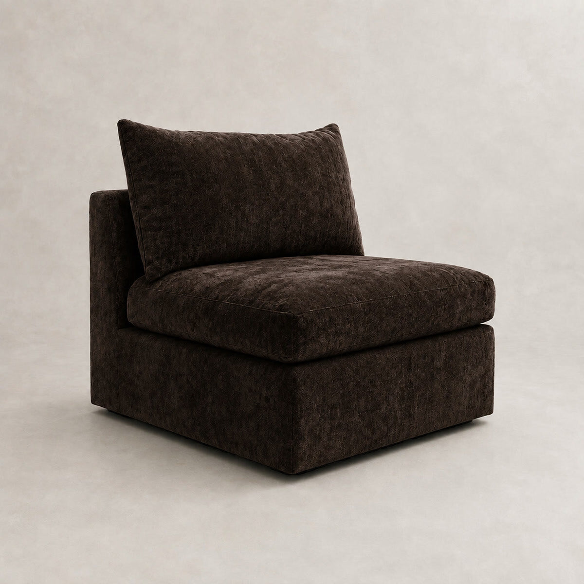 Pendle Armless Module in Luxe Chenille Double Espresso - clean catalogue view