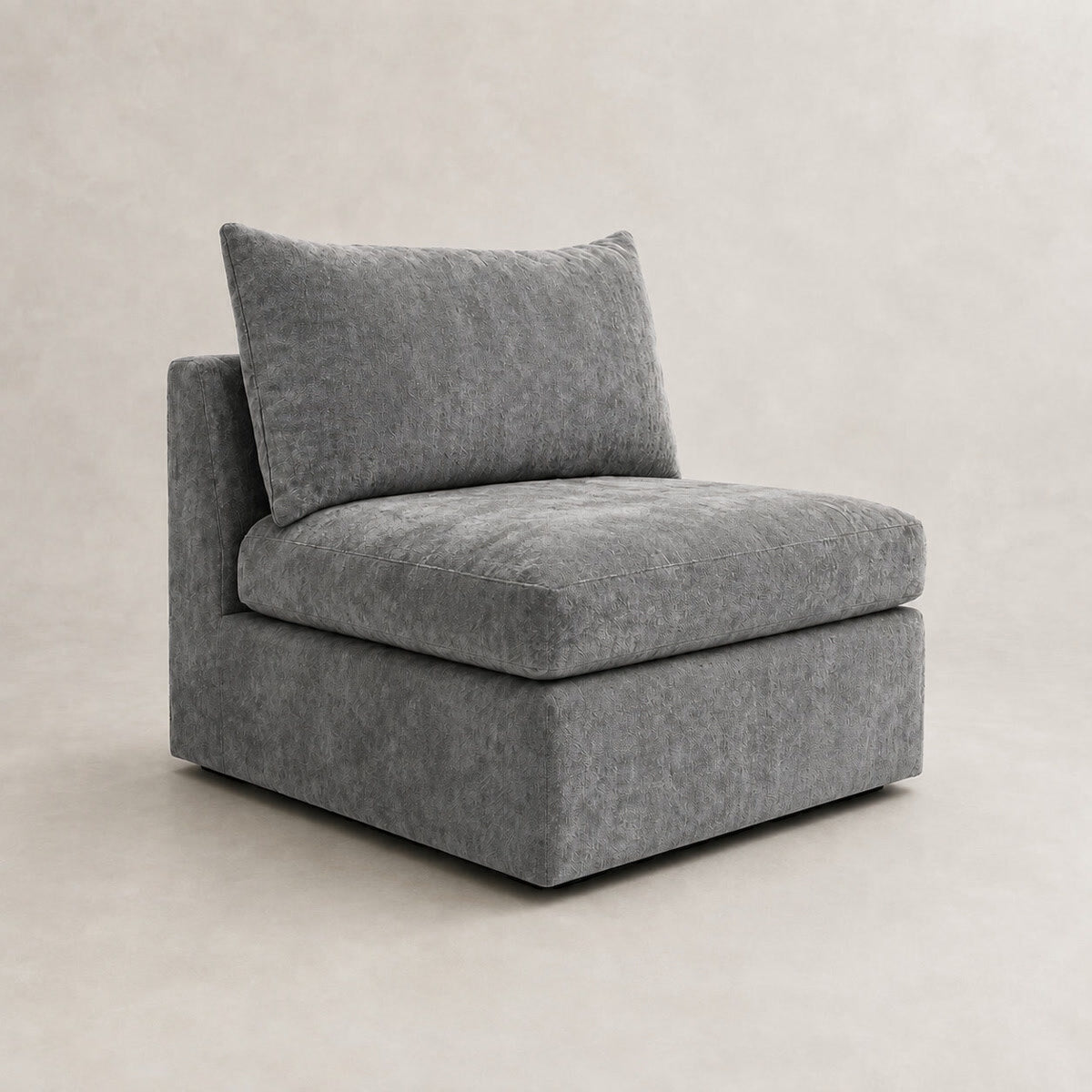 Pendle Armless Module in Luxe Chenille Luxe Steel Grey - clean catalogue view