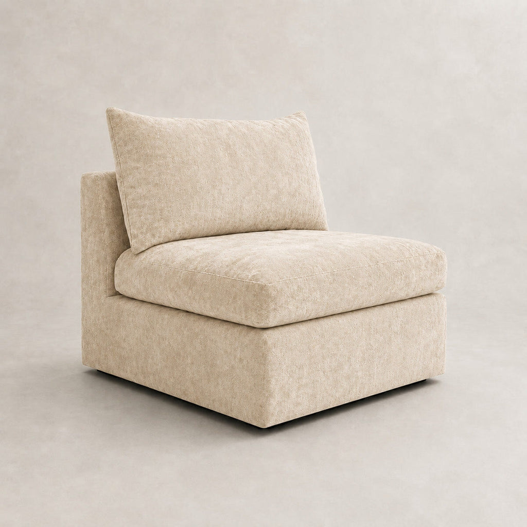 Pendle Armless Module in Luxe Chenille Summer Beach - clean catalogue view