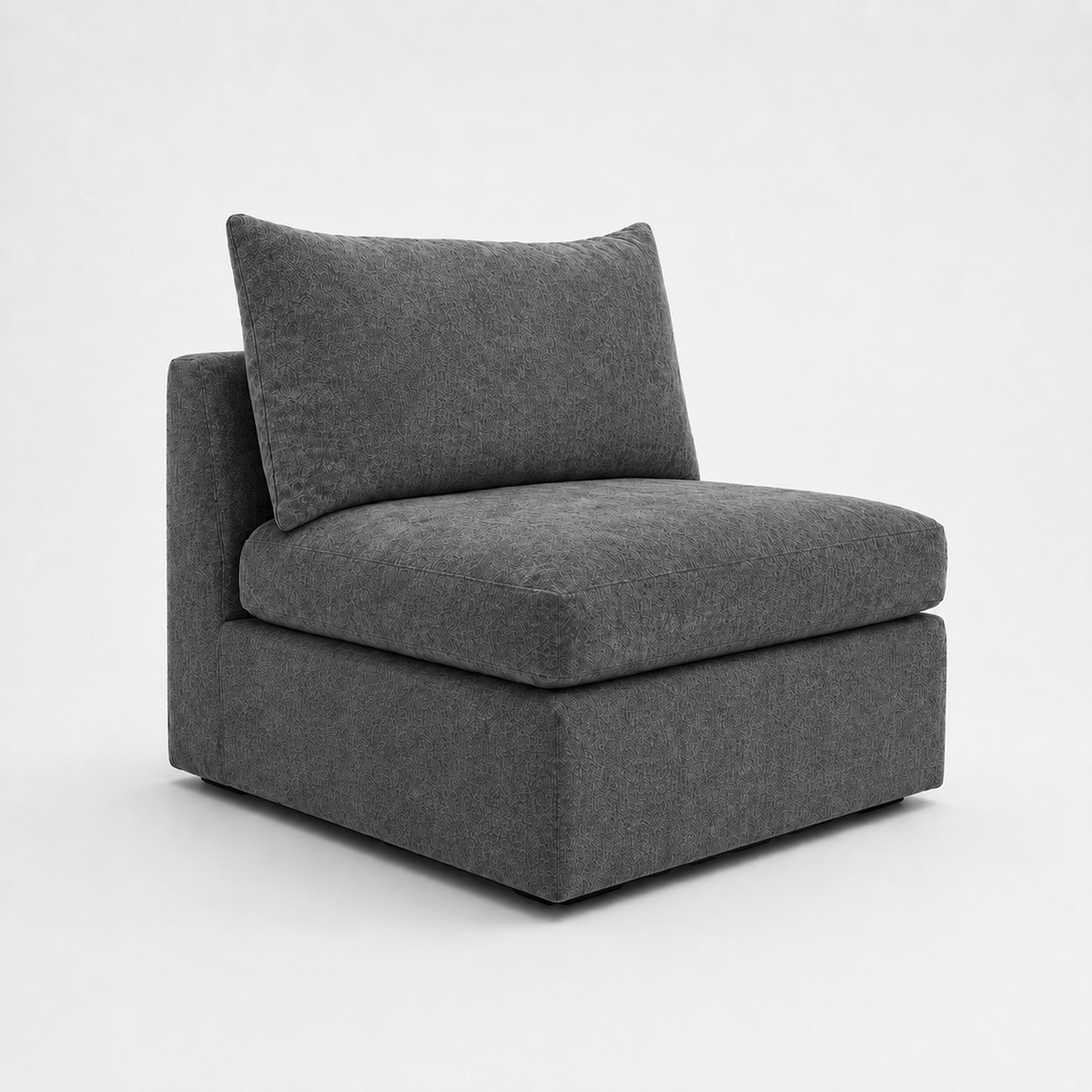 Lucca Armless Module in Luxe Chenille Luxe Steel - clean catalogue view