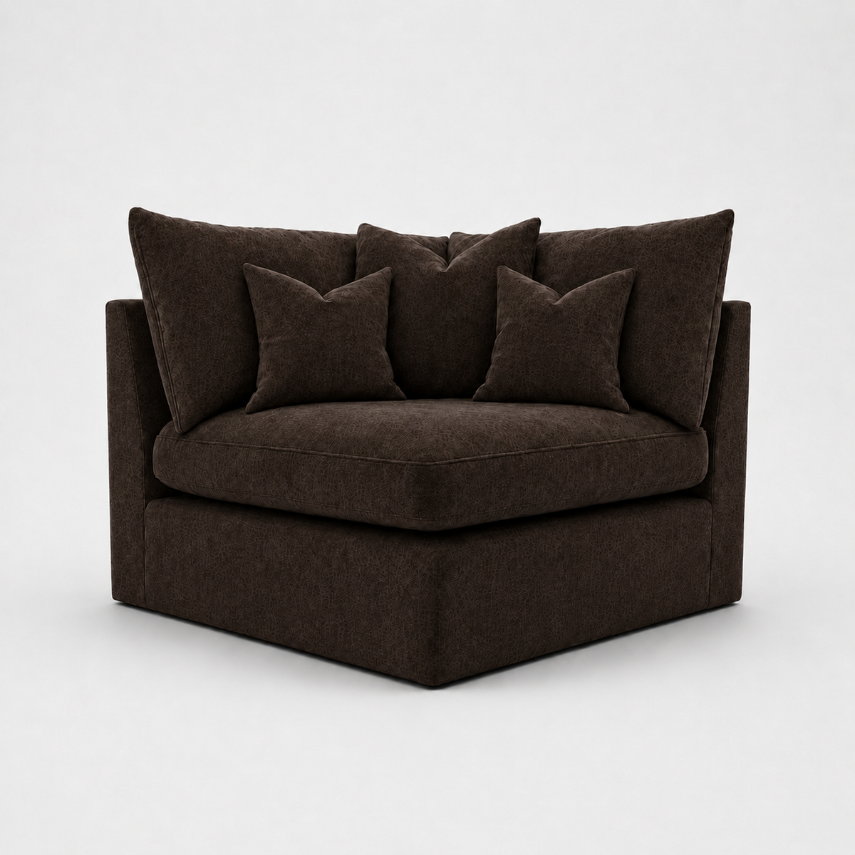 Lucca Corner Module in Luxe Chenille Double Espresso - clean catalogue view